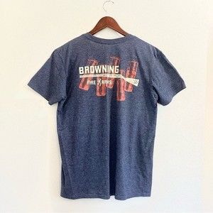 Browning Firearms Women’s Tee Shirt Blue Gray Shotgun L Trap Skeet Hunting